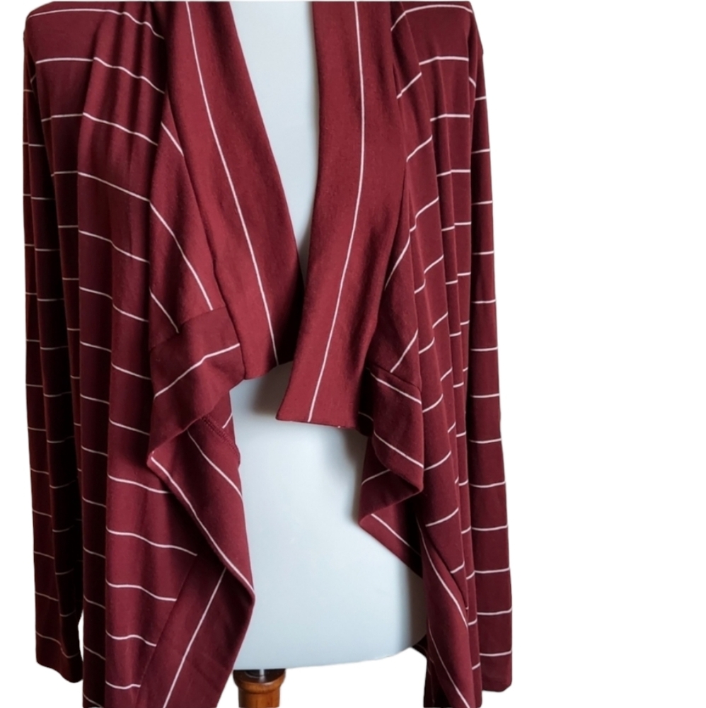 NWT Style Rack Women's Burgundy Stripe Open Front Cardigan Sweater Size …